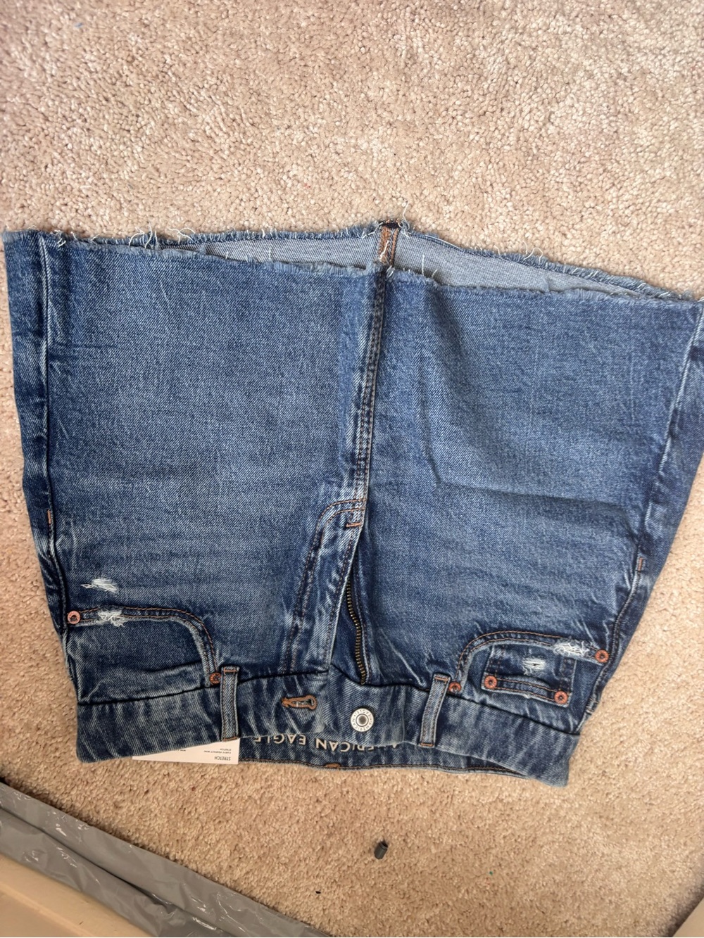American Eagle Outfitters Distressed Blue Denim Mini Skirt